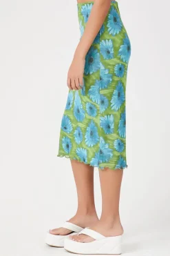 Floral Print Mesh Skirt