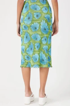 Floral Print Mesh Skirt