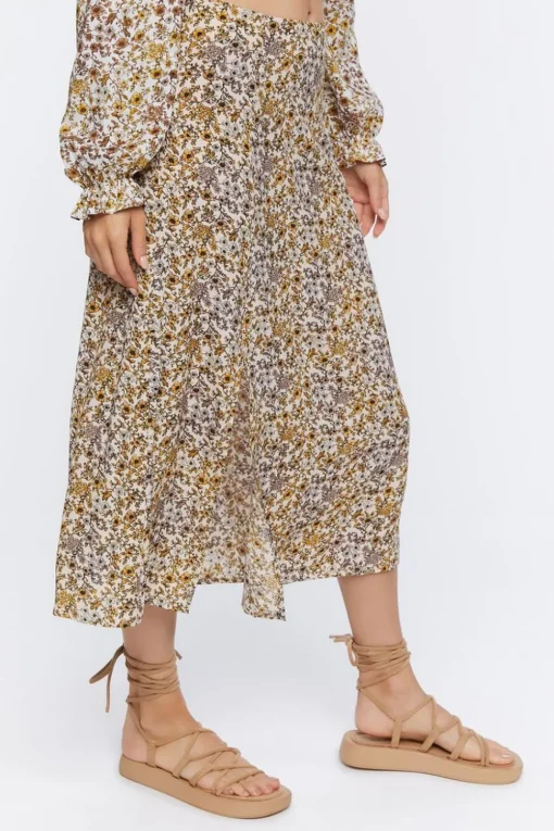 Floral Print Midi Skirt