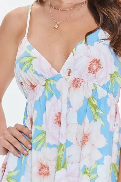 Floral Print Mini Babydoll Dress
