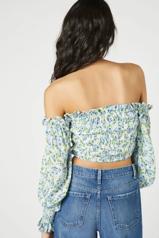 Floral Print Off-The-Shoulder Top