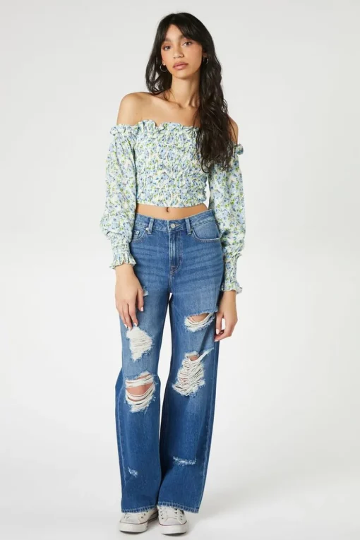 Floral Print Off-The-Shoulder Top