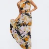 Floral Print O-Ring Maxi Dress