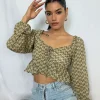 Floral Print Peasant Crop Top