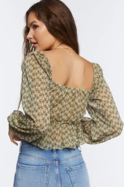 Floral Print Peasant Crop Top