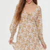 Floral Print Peasant-Sleeve Dress
