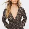 Floral Print Peasant-Sleeve Top