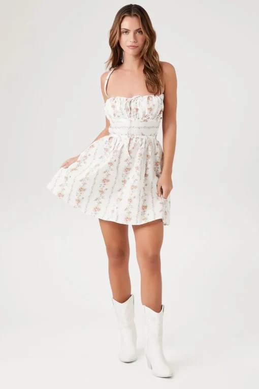 Floral Print Poplin Mini Dress