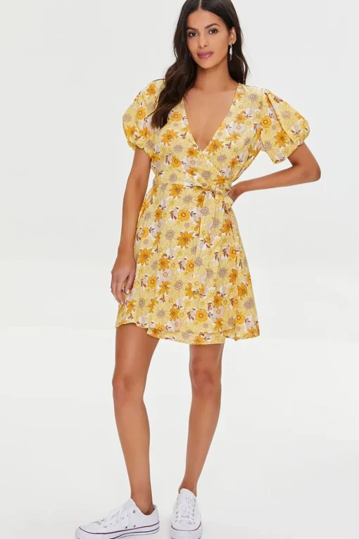 Floral Print Puff-Sleeve Dress