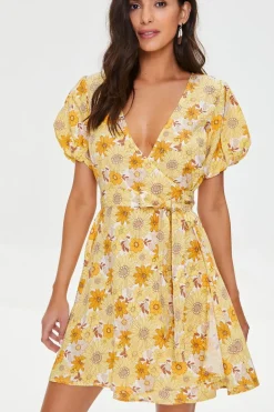 Floral Print Puff-Sleeve Dress