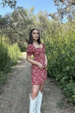 Floral Print Puff-Sleeve Mini Dress