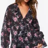 Floral Print Ruffle-Trim Top
