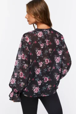 Floral Print Ruffle-Trim Top