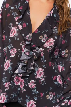 Floral Print Ruffle-Trim Top