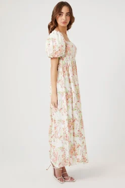 Floral Print Smocked Maxi Dress