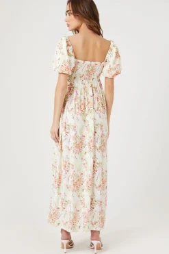 Floral Print Smocked Maxi Dress