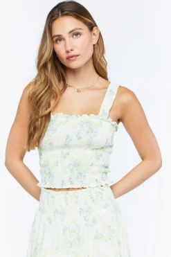 Floral Print Smocked Tank Top
