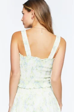 Floral Print Smocked Tank Top