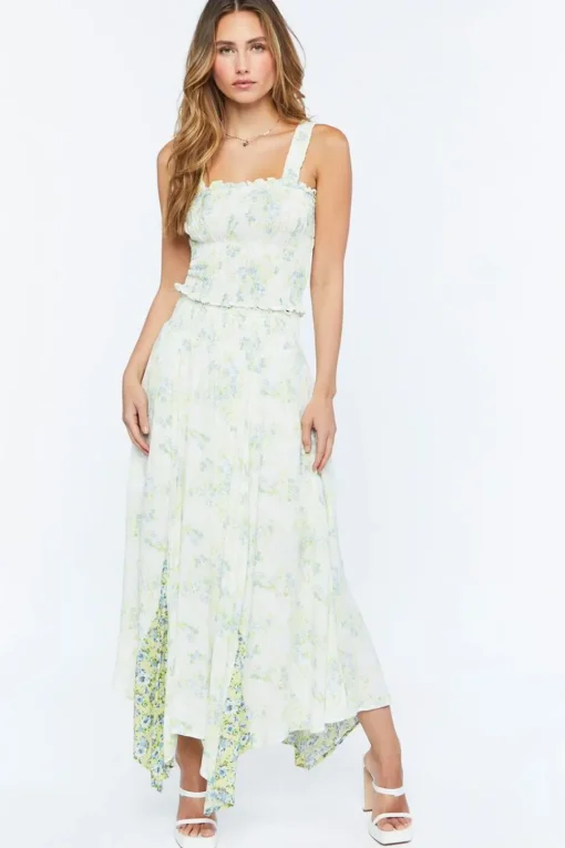 Floral Print Smocked Tank Top