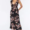 Floral Print Tie-Back Midi Dress