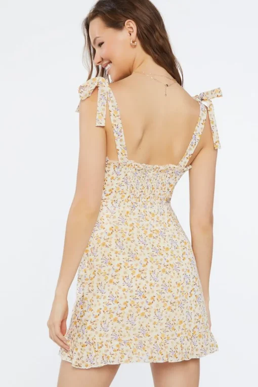 Floral Print Tie-Strap Mini Dress