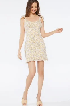 Floral Print Tie-Strap Mini Dress