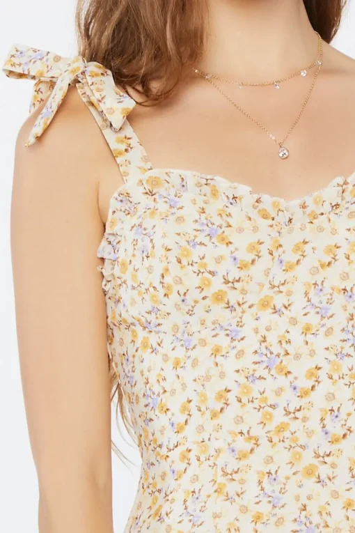 Floral Print Tie-Strap Mini Dress