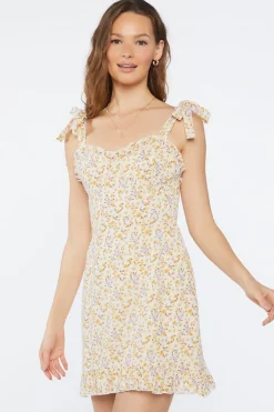 Floral Print Tie-Strap Mini Dress