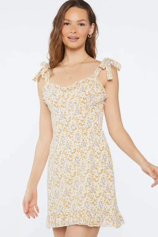 Floral Print Tie-Strap Mini Dress