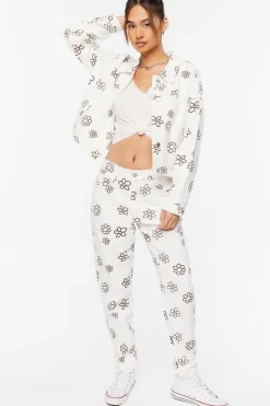 Floral Print Wide-Leg Jeans
