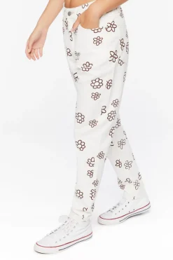 Floral Print Wide-Leg Jeans