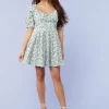 Floral Puff-Sleeve Mini Dress