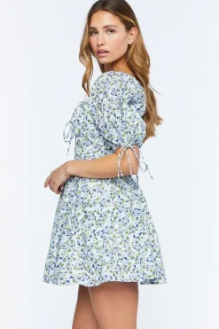 Floral Puff-Sleeve Mini Dress