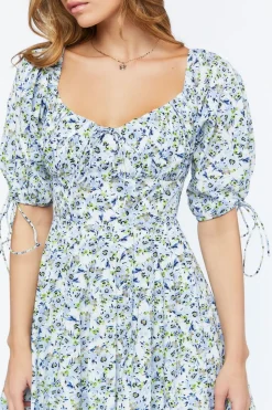 Floral Puff-Sleeve Mini Dress