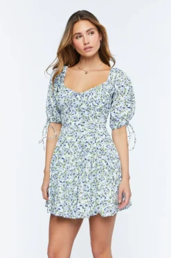 Floral Puff-Sleeve Mini Dress