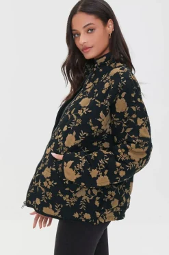 Floral Quilted Zip-Up Jacket