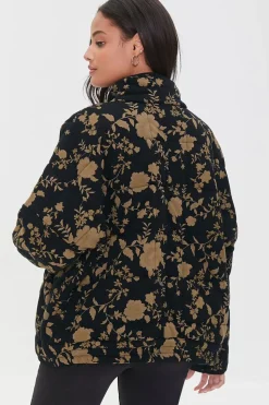 Floral Quilted Zip-Up Jacket