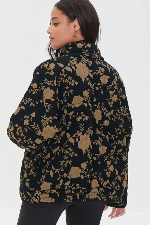 Floral Quilted Zip-Up Jacket