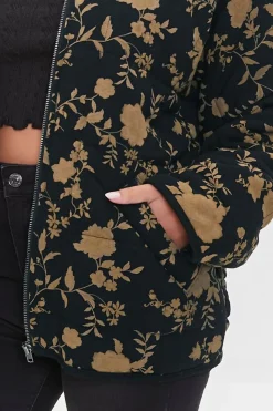 Floral Quilted Zip-Up Jacket