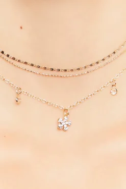 Floral Rhinestone Necklace Set