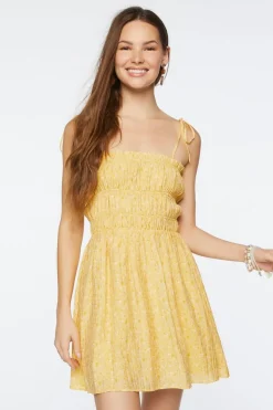 Floral Smocked Tie-Strap Mini Dress