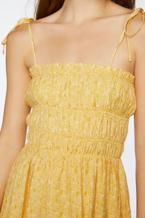 Floral Smocked Tie-Strap Mini Dress