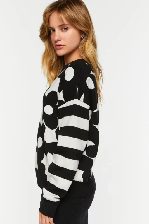 Floral Striped Sweater