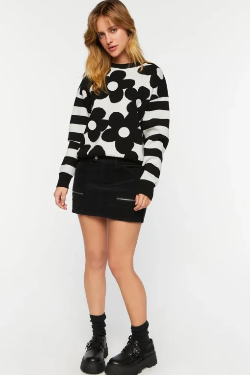 Floral Striped Sweater
