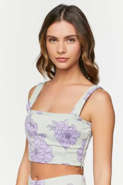 Floral Super-Cropped Tank Top