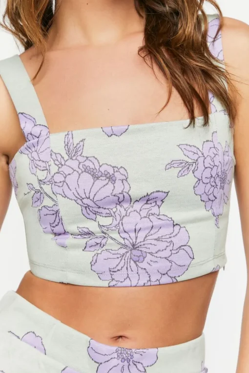 Floral Super-Cropped Tank Top