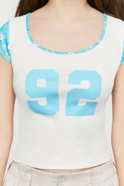 Floral-Trim 92 Graphic Ringer Tee