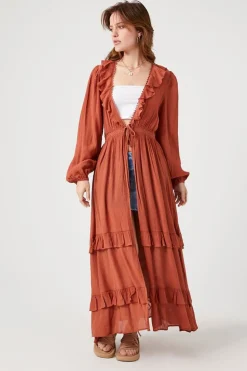 Flounce Crochet-Trim Kimono