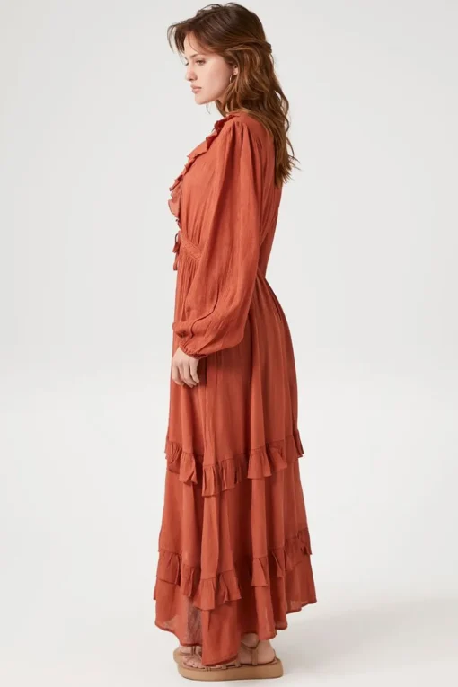 Flounce Crochet-Trim Kimono