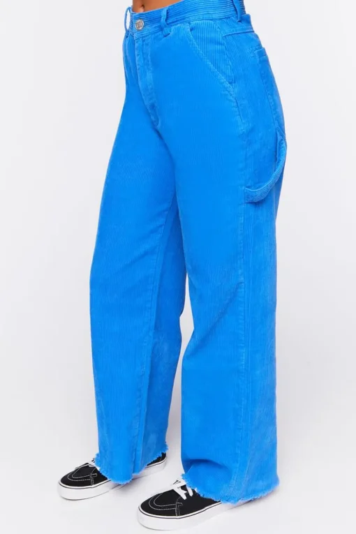 Frayed Corduroy Mid-Rise Pants